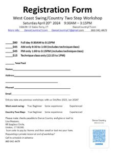 West Coast Swing Registration Form